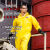 防化服化学防护服连体全身生化实验室防耐酸碱喷漆工作服 黄色+脚套 L