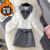 VJWK领中长款撞色高级感秋冬新款韩版衬衣领假两件加绒蕾丝修身大码拼 全黑 S8095斤
