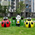 户外卡通动物熊猫分类垃圾桶玻璃钢雕塑游乐园商场用美陈装饰摆件 桔色 98挎包男孩垃圾桶