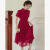 顾卓丽订婚衣服女小个子夏季复古穿搭汉元素连衣裙礼服中式旗袍 红色 S