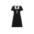 冰丝黑色连衣裙夏季新款法式温柔中长款气质收腰显瘦时尚 黑色 L