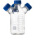 螺口三口/四口流动相液瓶 螺口储液瓶色谱溶剂瓶蓝盖丝试剂瓶HPLC 250ML 三口 (含无孔蓝盖)