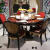 莎庭 美式实木手绘餐桌椅组合带转盘圆形餐桌餐椅欧式成套家具一桌六 餐桌
