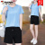 啄木鸟（TUCANO）冰丝运动服套装女夏季2024新款色跑步短袖短裤休闲两件套 蓝色 3XL(推荐140-155斤)