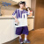 迪士尼儿童短袖套装男童夏季薄款2024新款运动中大童夏装帅气时髦男孩潮 紫色 140cm