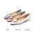 莱尔斯丹春夏新款时尚优雅方头几何饰扣纯色低跟单鞋3M10103 白色 WTL 35