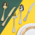 MEPRA意大进口不锈钢刀叉勺西餐套装下午茶咖啡甜品勺家用复古 金色4件套礼盒装装