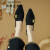 汤姆星期六（TOM SATURDAY）韩版黑色羊翻皮深口平底乐福鞋2024新款软底一脚蹬尖头复古单鞋女 黑色 40