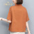 OKOJ品牌棉麻衬衫女夏季新款翻领短袖休闲宽松显瘦百搭上衣 橘色 XL