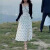OYZ2024春夏新款法式茶歇海边度假长裙收腰白色波点吊带连衣裙子套装 白色 S