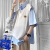 NASAWASSUP高级感短袖衬衫男夏季设计感衬衫领痞帅假两件马甲青少年日系衬衣 黑白 M