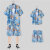 NASA GISS冰丝短袖花衬衫套装男夏季薄款夏威夷印花衬衫沙滩裤大裤衩套装男 1123蓝色(主图款) 一套 M 163/85-110斤