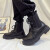 法鲁格BEBOYFRIEND切尔西马丁靴男女同款英伦风中帮短靴子夏季增高黑色 黑色 38