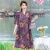 COOKBOOK妈妈夏装短袖连衣裙洋气时尚加肥加大码女装中老年洋气桑蚕丝长裙 紫色 XL（90-120）斤