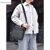 袋鼠（KANGAROO）男士单肩包时尚斜挎包软皮商务休闲背包韩版斜跨包包 2223横款黑色 短款钱包