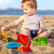 Hape儿童沙滩玩具套装玩沙子玩水挖沙工具铲子桶小水壶戏水车宝宝 挖沙车 7件套(送收纳袋)