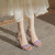 茹诗卡高跟鞋女2024年新款夏外穿透明水晶跟凉鞋粗跟时尚一字带 紫色6cm 39