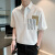 英皇保罗拼接条纹polo衫男短袖夏季设计感小众t恤宽松潮流痞帅半截袖上衣 白色 XL