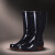 日用工业PVC雨鞋劳保橡胶鞋女式防滑水鞋 成人时尚中高筒雨靴 黑色 36