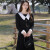 多菲尼森（dophnison）连衣裙春秋气质赫本风法式温柔娃娃领中长裙春季流行黑色 黑色 M码（95-110斤）