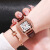 依诺佩韩版时尚方形镶钻女士皮带手表简约罗马数字水钻女表自动机械表 红色