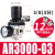 ar2000-02气泵调压阀气动可调式精密减压阀气体调压表气源处理器 AR3000-03配12MM接头两个PC12-03