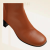 爱马仕（HERMES）女鞋栗棕色山羊皮5厘米高跟及踝靴短靴 35