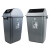 大号塑料保洁无盖户外厨房室内带盖酒店创意工业垃圾桶垃圾箱 60L双V型摇盖垃圾桶 灰色