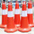 路障锥禁止停车反光路锥塑料提环圆锥雪糕筒交通安全警示锥 红白1222米伸缩杆