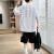 萨加图男士T恤短袖套装薄款学生夏季宽松型圆领半袖上衣短裤运动两件套 D6168-5白色【一套】 M