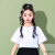 山头林村六一儿童表演出服装幼儿园舞蹈糖果色小学生运动会啦啦队彩色T恤 3D白色 110