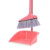 安达通 扫把簸箕套装 工厂车间地面清洁工具塑料扫帚畚箕组合两件套 粉色