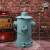 复古铁艺工业风创意个性收纳筒消防栓带盖脚踩金属垃圾桶客厅户外 中号浅蓝