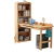 山头林村书架书桌落地一体靠墙 实木书桌学生家用书架书柜一体书房学习桌 原木色单桌 124x65x160cm