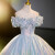 戴丽格24春季新款法式气质声乐艺考舞唱蓬蓬裙汇报演出礼服裙 蓝色 XS