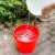 汉河 清洁水桶牛筋水桶塑料加厚双耳担水桶 小号红色双耳桶1个(容量40斤水