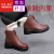 瓦尔·威仑（Valviv Leon）品牌轻奢秋冬季女鞋厚底女短靴真皮坡跟靴子松糕跟羊毛加 棕色单靴 34
