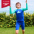 速比涛（Speedo）花啦啦系列儿童防晒分体泳衣套装男童长袖泳衣 深蓝/绿色 11-12 