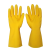 加厚黄色乳胶牛筋洗碗家务防水橡胶劳保干活卫生手套耐磨防滑 黄色 S