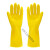橡胶手套洗碗乳清洁保工业防水耐磨塑胶厨房胶皮乳胶手套耐酸碱 黄色 1双装 S