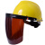 安全帽防护面罩头戴式电焊工带耐高温脸面部防尘用防农药飞溅面屏 茶色面屏+黄色安全帽