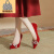 京霆小码女鞋-33码婚鞋高跟鞋细跟珍珠扣单鞋女尖头大码40-43码女鞋 红色5cm 30