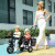 哈富龙（HAFULONG）儿童三轮车双人双座宝宝脚踏车双胞胎手推车婴儿轻便溜娃童车大号 粉色钛空轮安全带+遮阳伞+后护栏