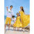 瑞央亲子装波西米亚海边度假沙滩裙三亚出游母女装黄色连衣裙旅游长裙 女宝100