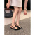 在礼大码凉鞋女41-43三十岁尖头单鞋女细跟一字带韩版包头仙女风高跟 银色 35