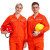久瑞 JSF142 春秋季工作服 翻领大口袋安全反光条工装劳保服分体套装 橙色套装 3XL 