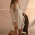 浪莎（langsha）性感睡衣女夏季薄款男友衬衫大码冰丝白色长款诱惑显瘦高级感睡裙 白色 M(80-110斤)