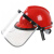 透明防护罩 PVC防护面罩防护面具配安全帽防飞溅电焊面罩防粉尘劳保打磨面屏 面罩安全帽 支架+透明面屏+红色安全帽