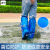 一次性雨鞋鞋套防水防滑透明塑料下雨天耐磨隔离脚套室 蓝色脚型长筒[2双独立装]36g加