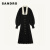 SANDRO经典款女装法式撞色翻领泡泡袖黑色针织连衣裙SFPRO02497 黑色 34